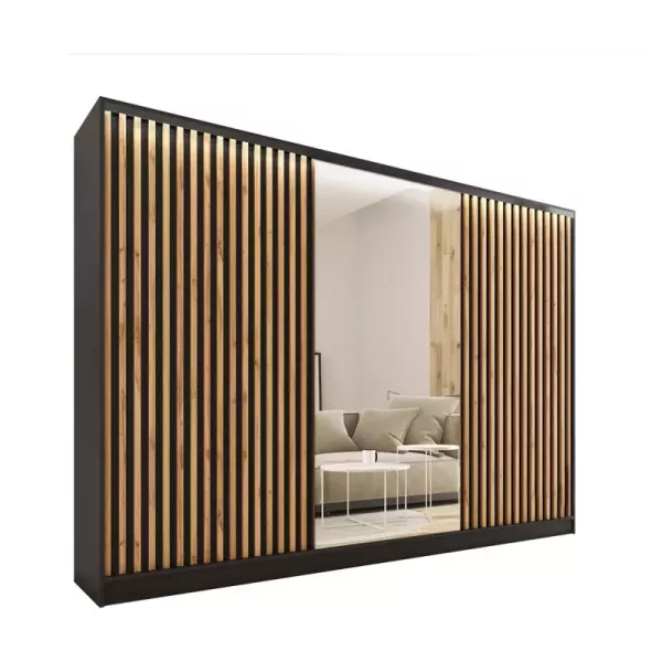 Szafa przesuwna z lustrem lamele 280 cm LOFT wotan 527155