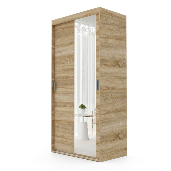 Szafa przesuwna z lustrem LUNA 100 cm w kolorze sonoma 719199