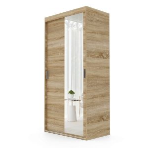 Szafa przesuwna z lustrem LUNA 100 cm w kolorze sonoma 719201 Szafa przesuwna z lustrem LUNA 100 cm w kolorze sonoma 719201