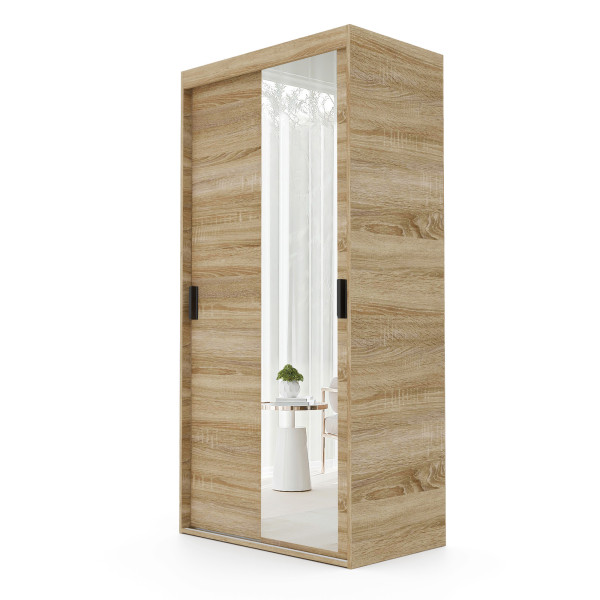 Szafa przesuwna z lustrem LUNA 100 cm w kolorze sonoma 719207