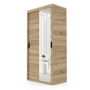 Szafa przesuwna z lustrem LUNA 100 cm w kolorze sonoma 719198 Szafa przesuwna z lustrem LUNA 100 cm w kolorze sonoma 719198