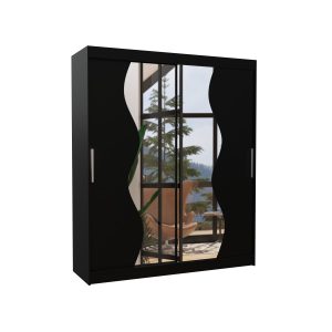Szafa przesuwna z lustrem MEDISON 180 Black 1017819 Szafa przesuwna z lustrem MEDISON 180 Black 1017819