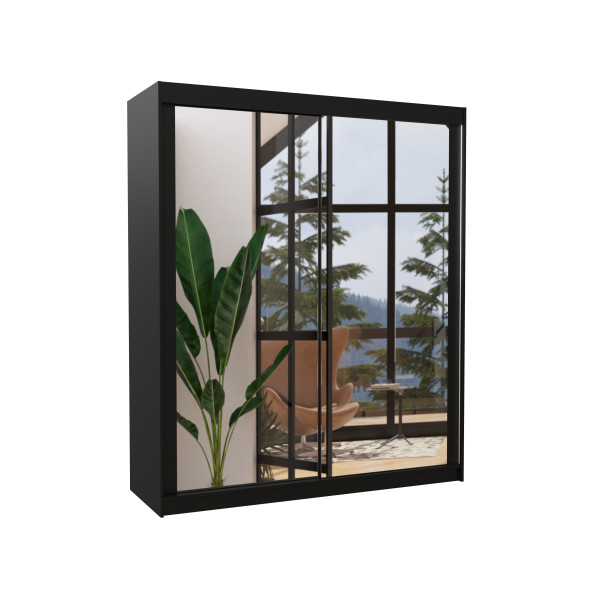 Szafa przesuwna z lustrem MORGAN 180 Black 1019516