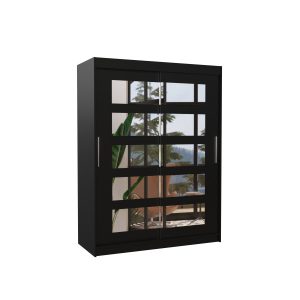 Szafa przesuwna z lustrem MURANI 150 Black 1005821 Szafa przesuwna z lustrem MURANI 150 Black 1005821