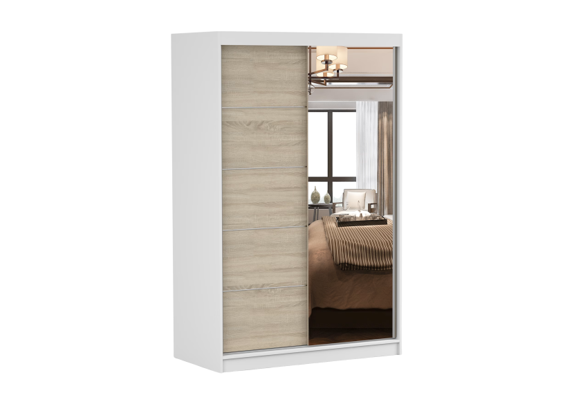 Szafa przesuwna z lustrem NEOMI 05 120 cm Biały mat/Dąb sonoma 735108