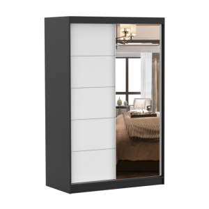 Szafa przesuwna z lustrem NEOMI 05 120 cm Czarny mat/Biały mat 732110 Szafa przesuwna z lustrem NEOMI 05 120 cm Czarny mat/Biały mat 732110