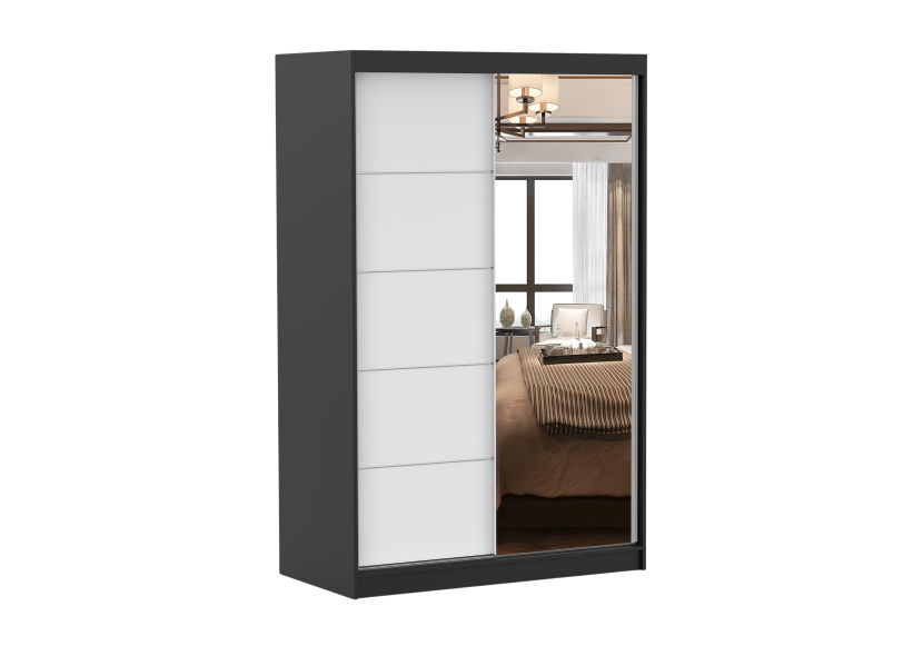 Szafa przesuwna z lustrem NEOMI 05 120 cm Czarny mat/Biały mat 732110