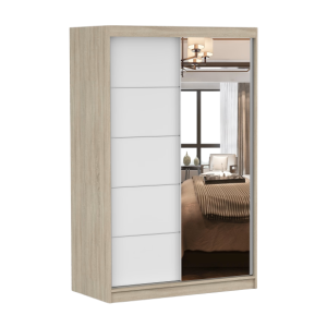 Szafa przesuwna z lustrem NEOMI 05 120 cm Dąb sonoma/Biały mat 732138 Szafa przesuwna z lustrem NEOMI 05 120 cm Dąb sonoma/Biały mat 732138