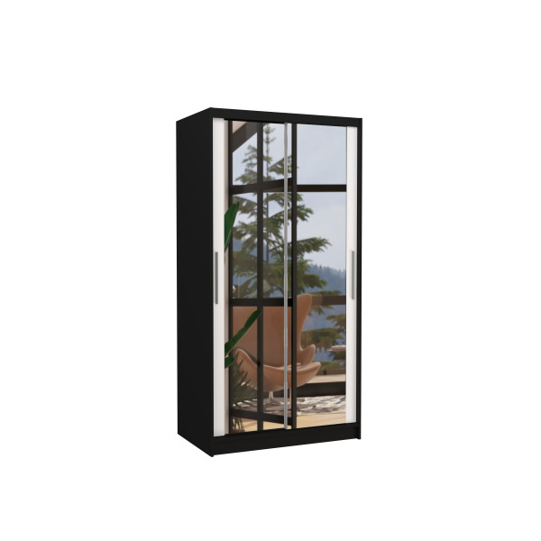 Szafa przesuwna z lustrem NEVIO 100 Black 1018200