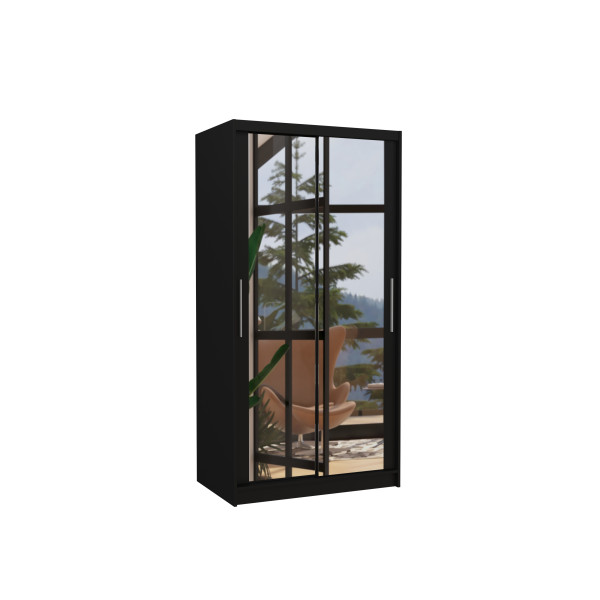 Szafa przesuwna z lustrem NEVIO 100 Black 1018059