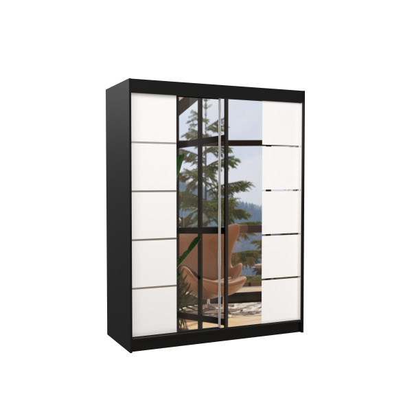 Szafa przesuwna z lustrem NORDIC 150 Black 1005838