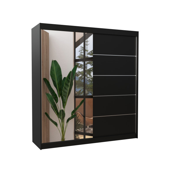 Szafa przesuwna z lustrem OLIVER 200 Black 1046742