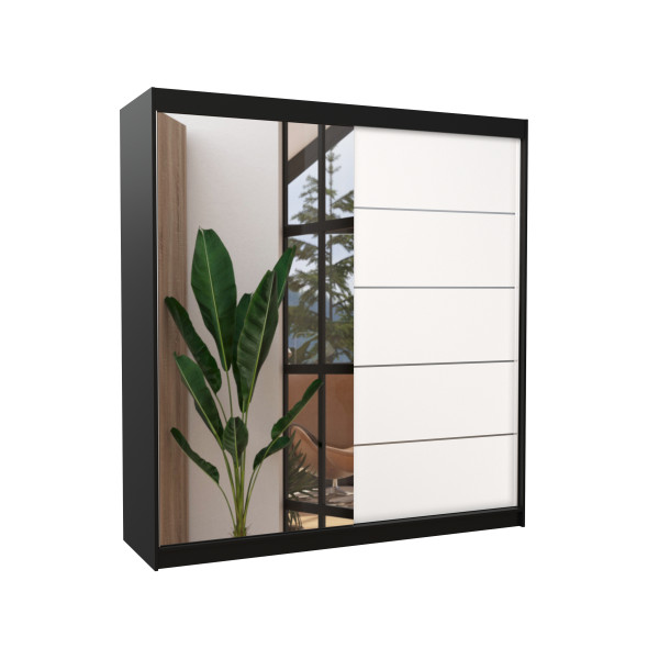 Szafa przesuwna z lustrem OLIVER 200 Black 1018090