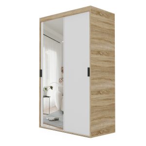 Szafa przesuwna z lustrem PEDRI 120 cm – dąb sonoma/biała 722984