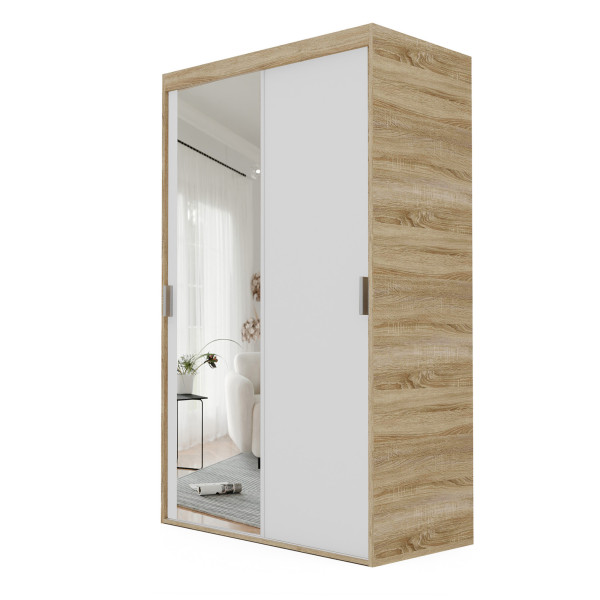 Szafa przesuwna z lustrem PEDRI 120 cm - dąb sonoma/biała 722960