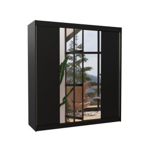 Szafa przesuwna z lustrem PERQS 200 Black 1018638 Szafa przesuwna z lustrem PERQS 200 Black 1018638