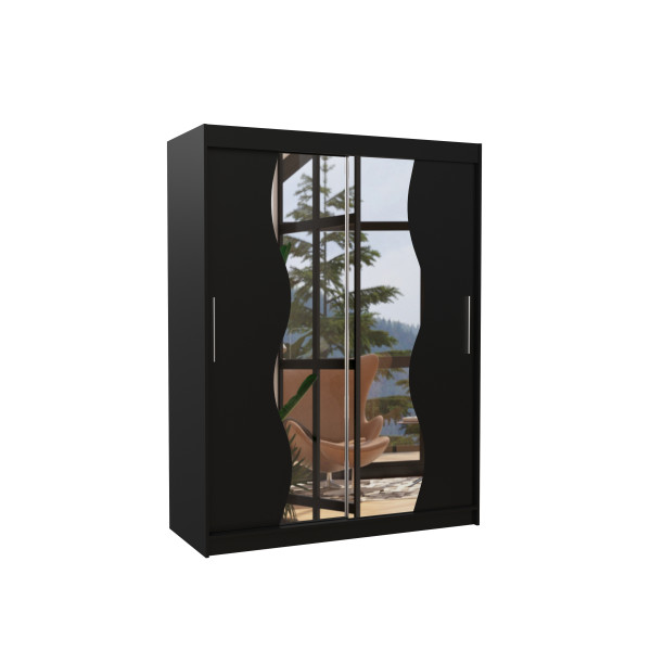 Szafa przesuwna z lustrem RENZO 150 Black 1012158