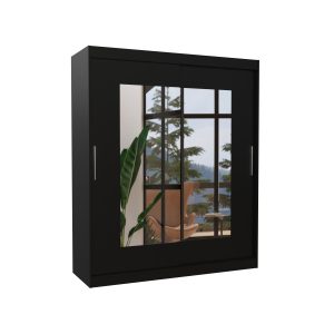 Szafa przesuwna z lustrem ROSETTE 180 Black 1018686 Szafa przesuwna z lustrem ROSETTE 180 Black 1018686