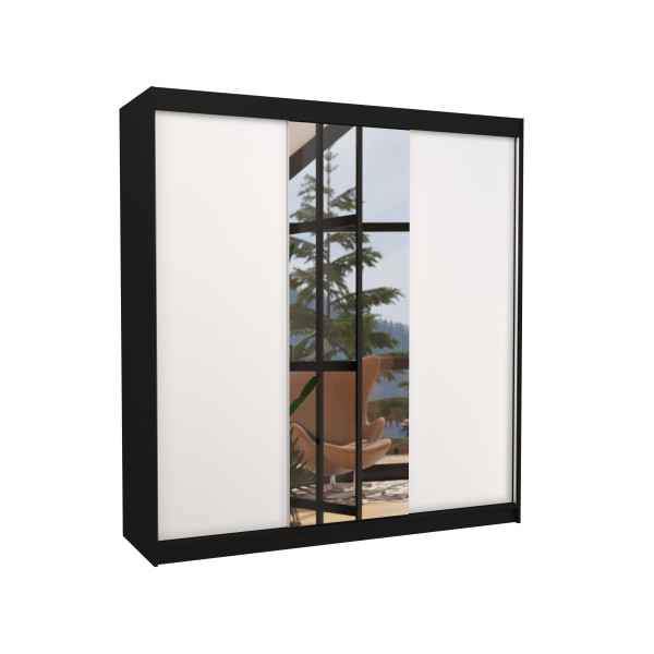 Szafa przesuwna z lustrem SANTIAGO 200 Black 1018274