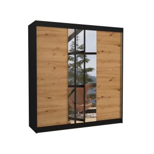 Szafa przesuwna z lustrem SANTIAGO 200 Black 1018095 Szafa przesuwna z lustrem SANTIAGO 200 Black 1018095