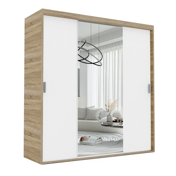 Szafa przesuwna z lustrem STILO 180 cm - dąb sonoma/biała 728387