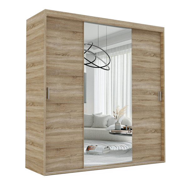 Szafa przesuwna z lustrem STILO 180 cm w kolorze sonoma 728395