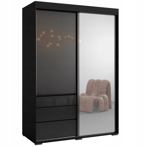 Szafa przesuwna z lustrem Torino 2D1L 140 Czarna (lacobel) 676078