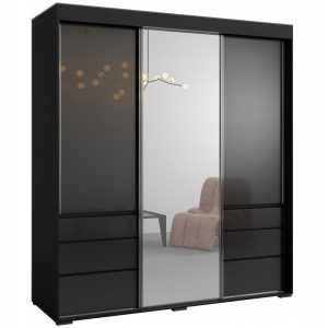 Szafa przesuwna z lustrem Torino 3D1L 180 Czarna (lacobel) 668527 Szafa przesuwna z lustrem Torino 3D1L 180 Czarna (lacobel) 668527