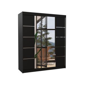 Szafa przesuwna z lustrem TRAVES 180 Black 1017816 Szafa przesuwna z lustrem TRAVES 180 Black 1017816