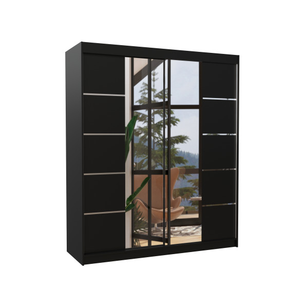 Szafa przesuwna z lustrem TRAVES 180 Black 1017816