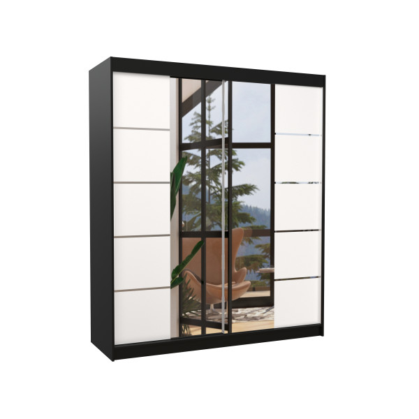 Szafa przesuwna z lustrem TRAVES 180 Black 1017809