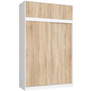 Szafa Przesuwna Z Nadstawką 150Cm Clp Biała / Sonoma Mono 728026
