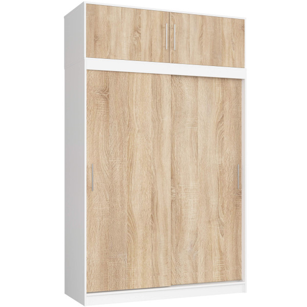 Szafa Przesuwna Z Nadstawką 150Cm Clp Biała / Sonoma Mono 728026