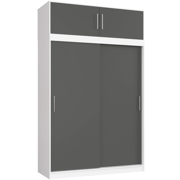 Szafa Przesuwna Z Nadstawką 150Cm Clp Biała / Szara Mono 728022