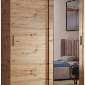 Szafa przesuwna z półkami i drążkiem 100 cm HARON dąb artisan 995099 Szafa przesuwna z półkami i drążkiem 100 cm HARON dąb artisan 995099