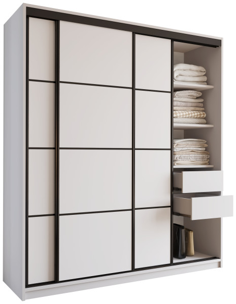 Szafa przesuwna z szufladami 180 cm biała LOFT 527144