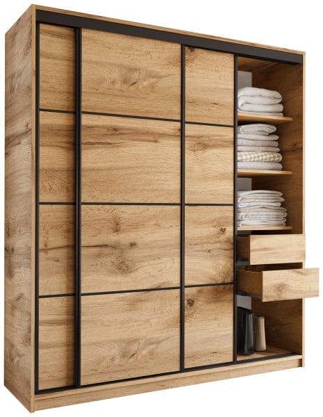 Szafa przesuwna z szufladami 180 cm wotan LOFT 527315