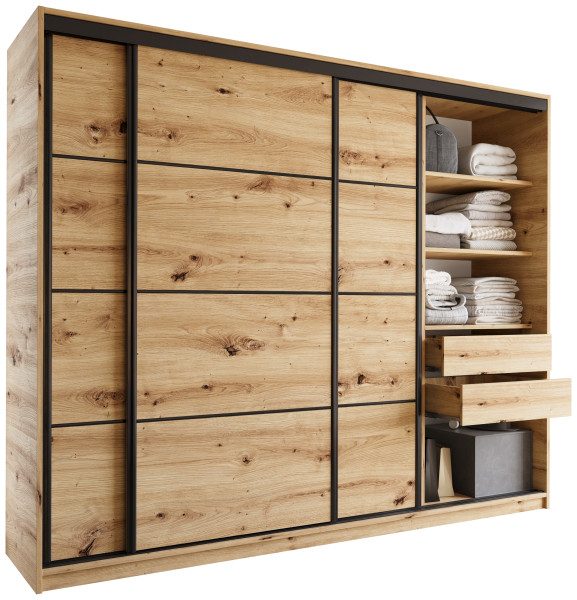 Szafa przesuwna z szufladami 250 cm artisan LOFT 527365