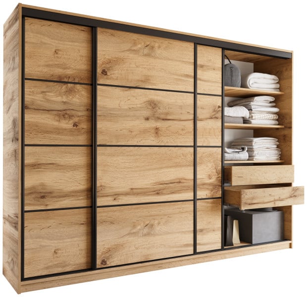 Szafa przesuwna z szufladami 280 cm wotan LOFT 527369