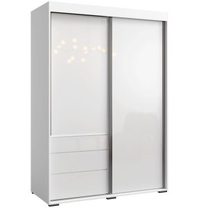 Szafa przesuwna z szufladami Torino 2D 140 Biała (lacobel) 668526