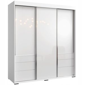 Szafa przesuwna z szufladami Torino 3D 180 Biała (lacobel) 668508