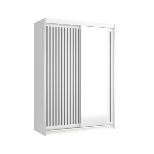Szafa ROYAL 150 z lustrem Biały + listwy Szare 309943