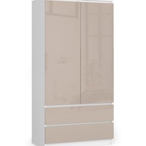 Szafa S 90 cm 2 drzwi 2 szuflady – biała-cappuccino połysk 718736 Szafa S 90 cm 2 drzwi 2 szuflady – biała-cappuccino połysk 718736