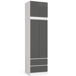 Szafa S60 z nadstawką Biała, Grafit Szary 60x51x234 cm 303645 Szafa S60 z nadstawką Biała, Grafit Szary 60x51x234 cm 303645