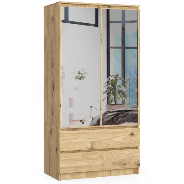 Szafa S90 2D 2Sz 2 Lustro Clp Pk Dąb Artisan 728048
