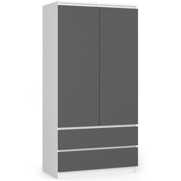 Szafa S90 2D 2Sz Clp Pk Biały / Szary 728064
