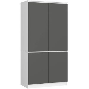 Szafa S90 4 drzwi AKORD Biała, Grafit Szary 90x51x180 cm 353440 Szafa S90 4 drzwi AKORD Biała, Grafit Szary 90x51x180 cm 353440
