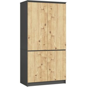 Szafa S90 4 drzwi AKORD Grafit, Dąb Artisan 90x51x180 cm 353447 Szafa S90 4 drzwi AKORD Grafit, Dąb Artisan 90x51x180 cm 353447