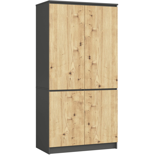 Szafa S90 4 drzwi AKORD Grafit, Dąb Artisan 90x51x180 cm 353447