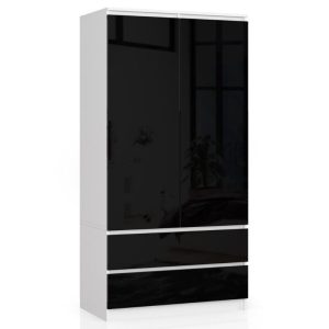 Szafa S90 Biała, Czarny Połysk 90x51x180 cm 303601 Szafa S90 Biała, Czarny Połysk 90x51x180 cm 303601